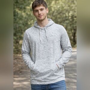 Straight Faded Mens XL Hooded Pullover Gray Marbled Lightweight Kangaroo Pocket